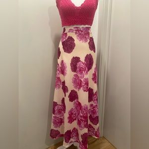 VTG 90s NYCC New York Clothing Co. Pink Roses Floral Patterned Maxi Skirt - M